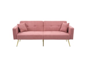 Canapé droit convertible OKWISH  2 places Tissu rose