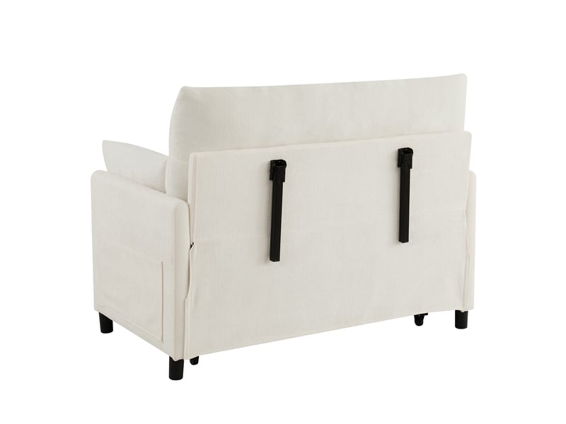 Canapé droit convertible 2 places en chenille beige clair, dossier réglable, 125 cm IKSETERA TRADING LTD - Conforama W