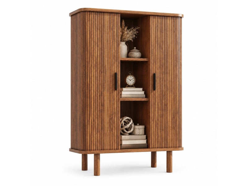 Buffet haut à portes roulantes avec rangement 110 x 40 x 160 cm evryae - Conforama A