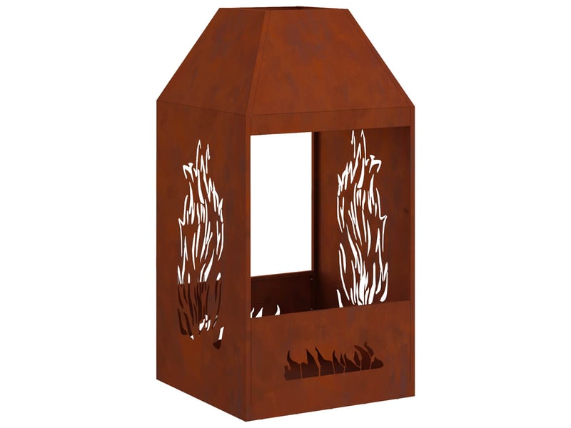  Brasero exterieur, foyer camping rouillé 50x50x100 cm acier patiné shl58530  - Conforama A