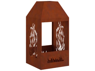 Brasero exterieur, foyer camping rouillé 50x50x100 cm acier patiné shl58530