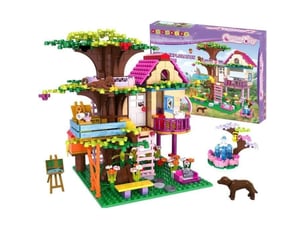 Jeu de construction cabane dans les arbres 613 pieces stem avec led