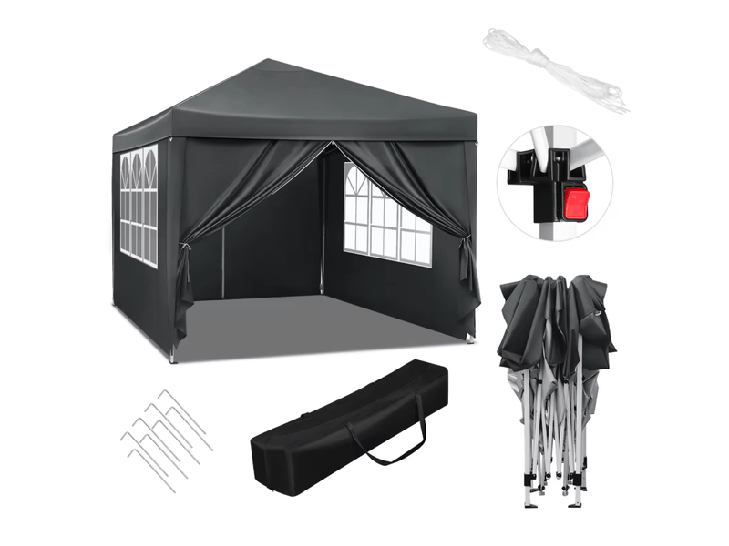 Tonnelle de jardin 300x300 cm réglable métal anthracite - Conforama A