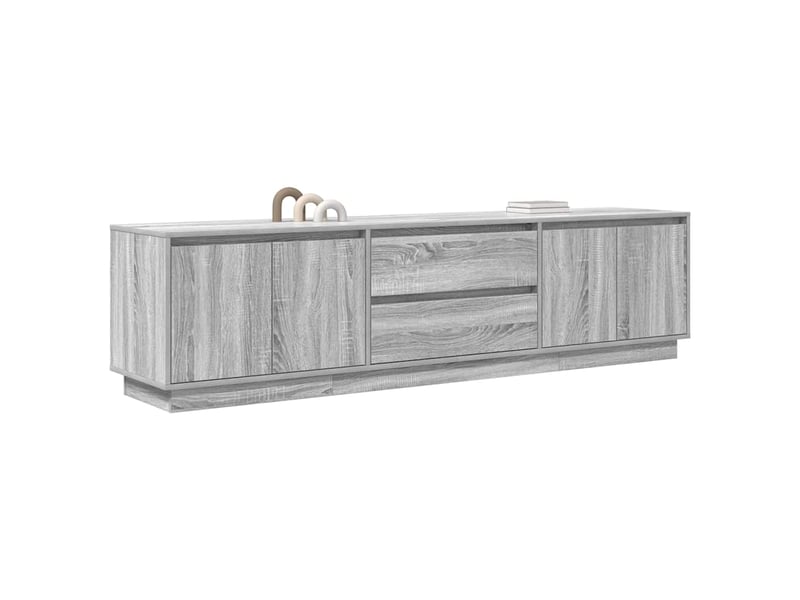 Meuble tv - banc tv - meuble de rangement avec lumières led sonoma gris 193,5x41x50 cm - Conforama E