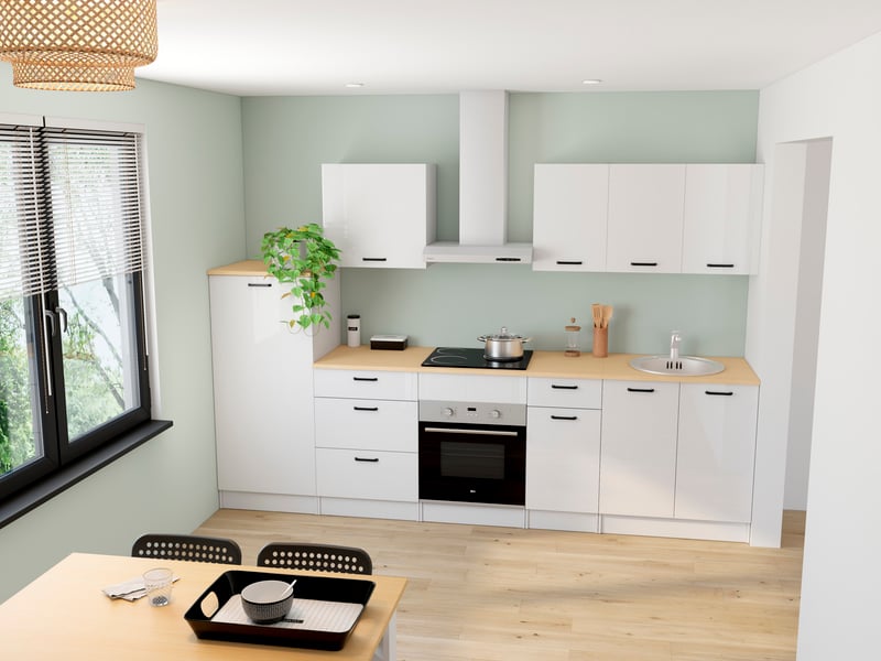VCM Armoire Cuisine Bas Fasola 80 Cm – Tiroir + Étagère, Blanc/Chêne Miel, Pieds Réglables, Design Moderne !