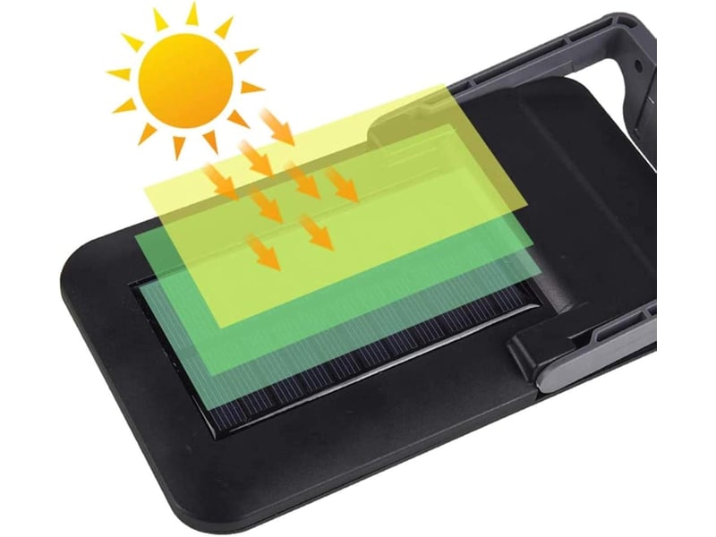 Solar-powered motion-sensing wall-mounted floodlight — extérieur foldable design, ideal pour backyards, gardens, et patios, noir  - Conforama D