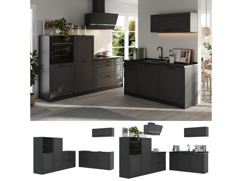  Vicco cuisine, anthracite campagneanthracite, 220cm sans plan de travail  - Conforama D