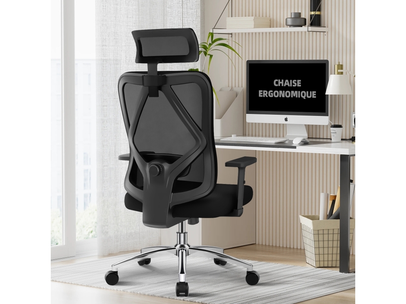 Chaise De Bureau Ergonomique DEUBA - Hauteur Réglable, Accoudoirs, Soutien Lombaire - NEUVE - Noir