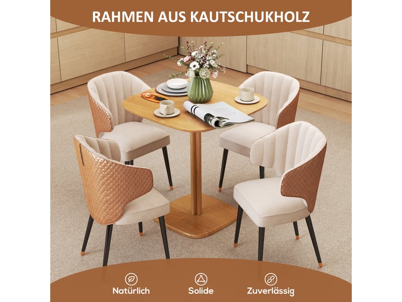  Table à manger carrée 4 personnes en bois d'hévéa massif naturel 70 x 70 x 75 cm  - Conforama D