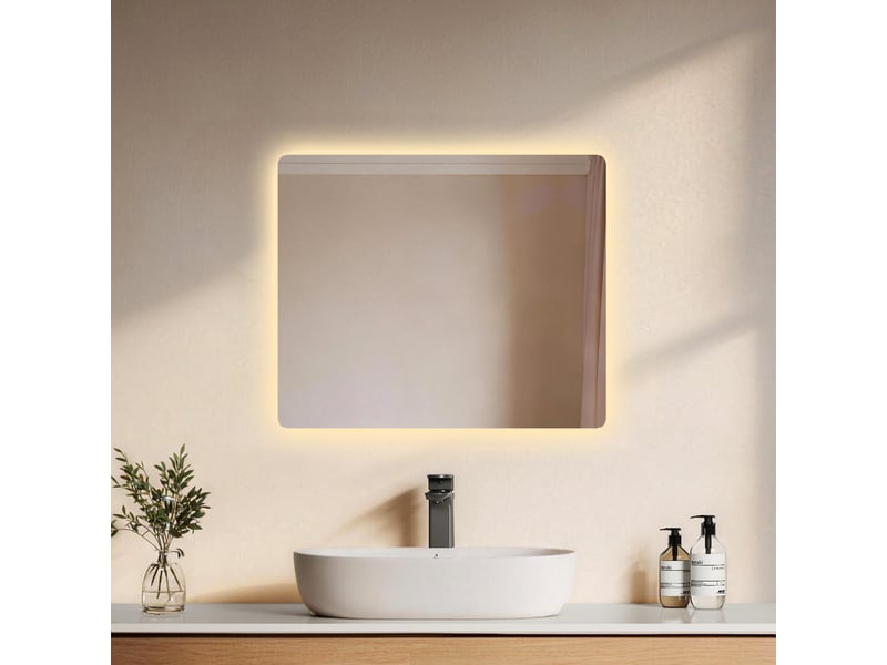  Emke miroir led salle de bain rétroéclairé 50 x 60 cm, anti-buée, interrupteur à bouton, lumière blanc froidchaud  - Conforama B