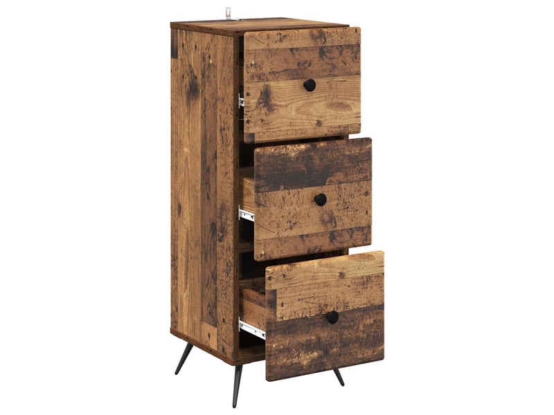 Armoire de rangement bureau, armoire à tiroirs bois ancien 33 x 34,5 x 90 cm shl9690 - Conforama E
