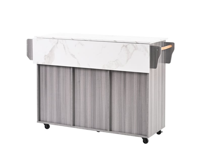 Desserte de cuisine à roulettes 139 x 46(71) x 91,5 cm, mdf gris et blanc - Conforama A