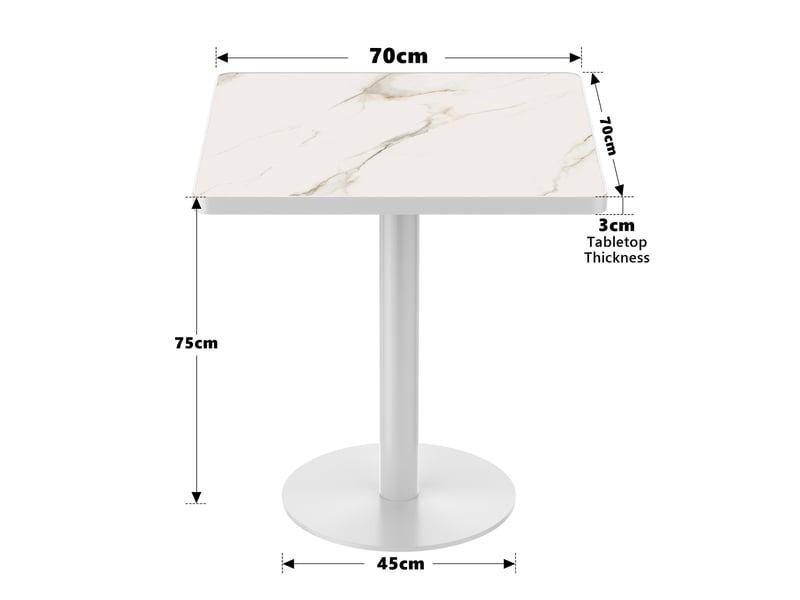  Table à manger ronde 70 cm en pierre frittée avec pieds en acier inoxydable  - Conforama C