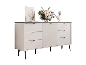 Buffet 1 porte(s) 6 tiroir(s) IDOHOME NAVANI - 160 cm coloris beige