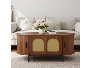 Table basse ovale coloris bois foncé STILVORA - 50 cmx100 cm