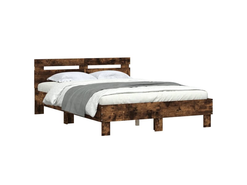  Lit double- lit adulte -  cadre de lit sans matelas chêne fumé 135x190 cm  - Conforama C