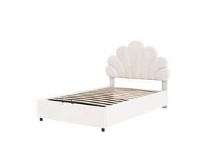 Lit coffre 90x200 cm <strong>REDOM</strong>  <strong></strong> coloris beige