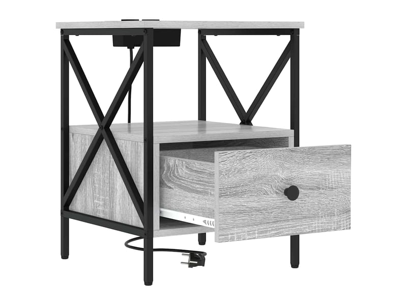  Table de chevet - cabinet de chevet - table de nuit 2 pièces gris sonoma 41,5 x 40,5 x 55 cm  - Conforama E