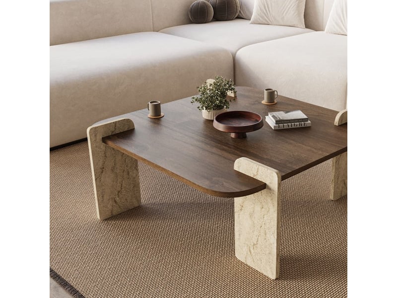  Table basse carrée moderne 90x90 cm afrolli - marron  - Conforama E