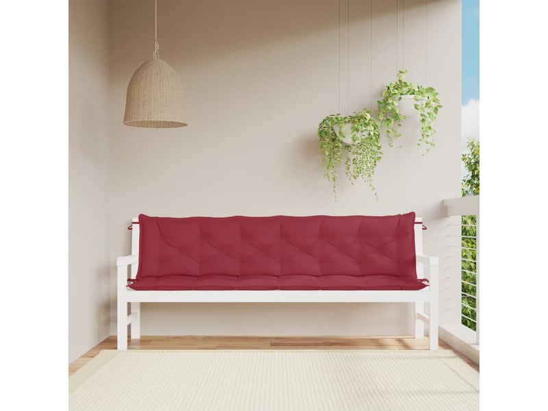  Lot de 2 coussins de banc de jardin, coussins d'assise rouge bordeaux tissu oxford cf58692  - Conforama B
