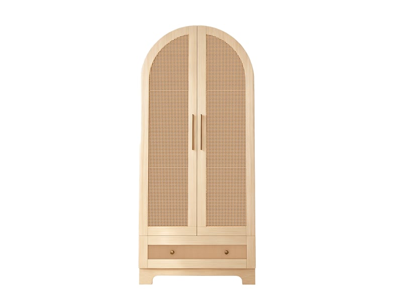  Armoire 2 portes 70x55x170 cm, façades effet rotin, coloris bois  - Conforama A