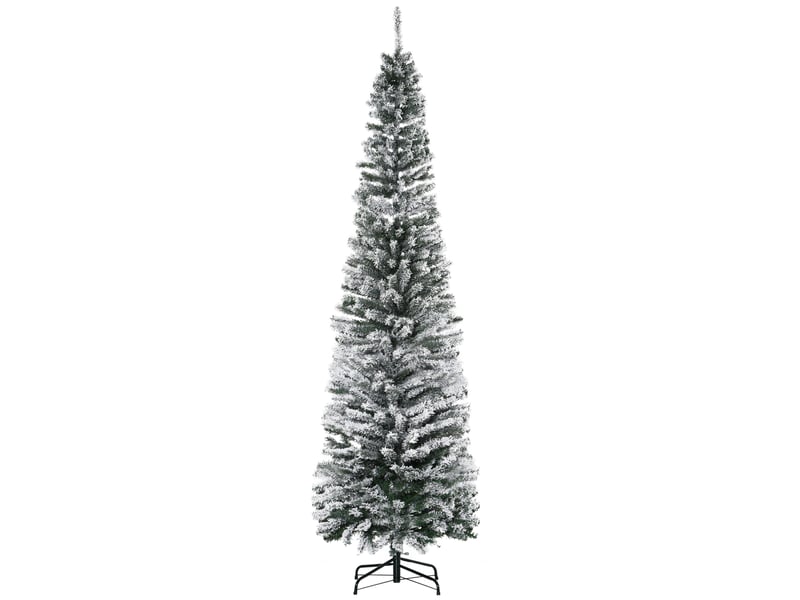  Sapin de noël vert enneigé en polypropylène (pp), 738 branches ignifugées et base en acier inoxydable, ø68 x 225 cm  - Conforama A