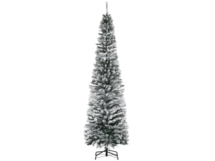 Sapin de noël vert enneigé en polypropylène (pp), 738 branches ignifugées et base en acier inoxydable, ø68 x 225 cm