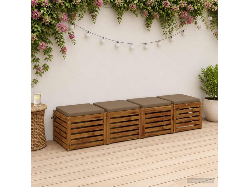  Lot de 4 coussins de siège, coussins d'assise soest 100 % polyester taupe cf60562  - Conforama B