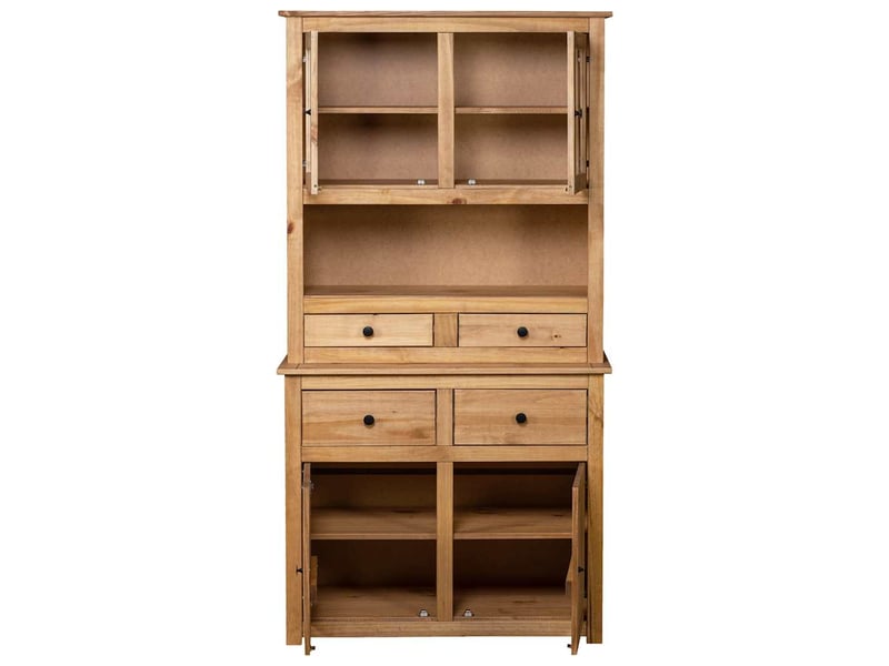  Buffet haut cuisine, meuble de rangement 93x40,5x180 cm pin gamme panama  - Conforama D