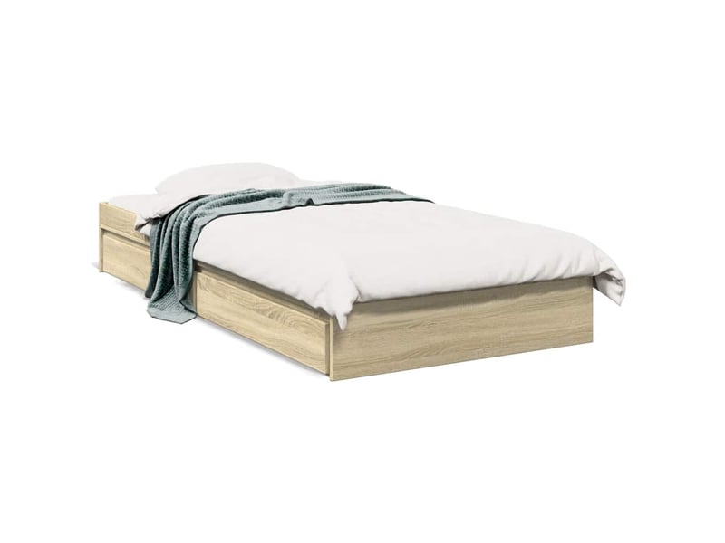  Lit simple- lit adulte -  cadre de lit avec tiroirs sans matelas chêne sonoma 100x200 cm  - Conforama A