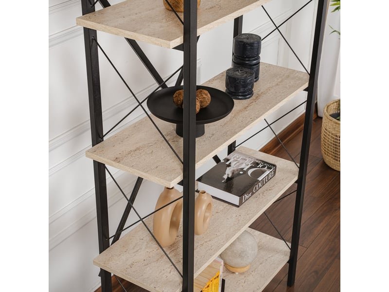 Étagère industrielle en métal noir 5 étagères modèle elysian - beige - Conforama C