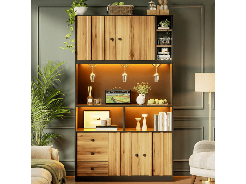 Buffet de cuisine haut 180 cm, meuble rangement cuisine 100x40 cm avec capacité de charge maximale de 50 kg - Conforama R