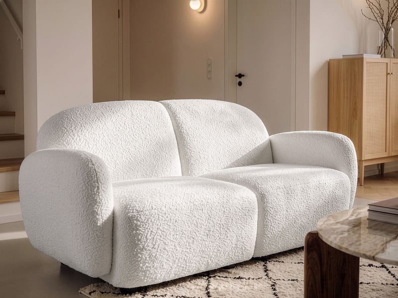  Canapé 2 places jule bouclé blanc cassé  - Conforama B