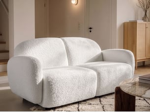Canapé droit fixe <strong></strong> <strong></strong> 2 places Tissu blanc avec coffre de rangement