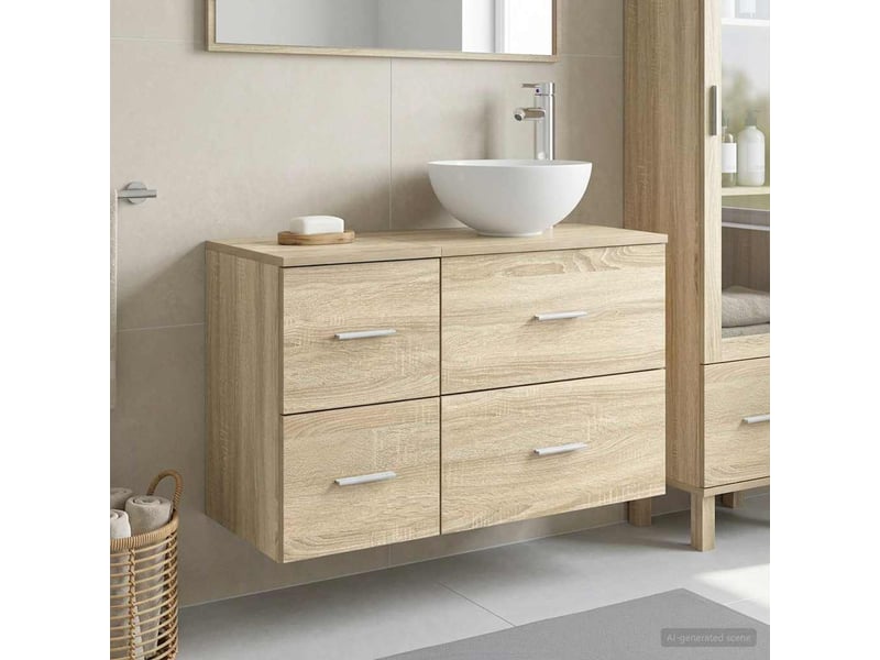  Ensemble de mobilier de salle de bain 2 pcs chêne sonoma shl6841  - Conforama B
