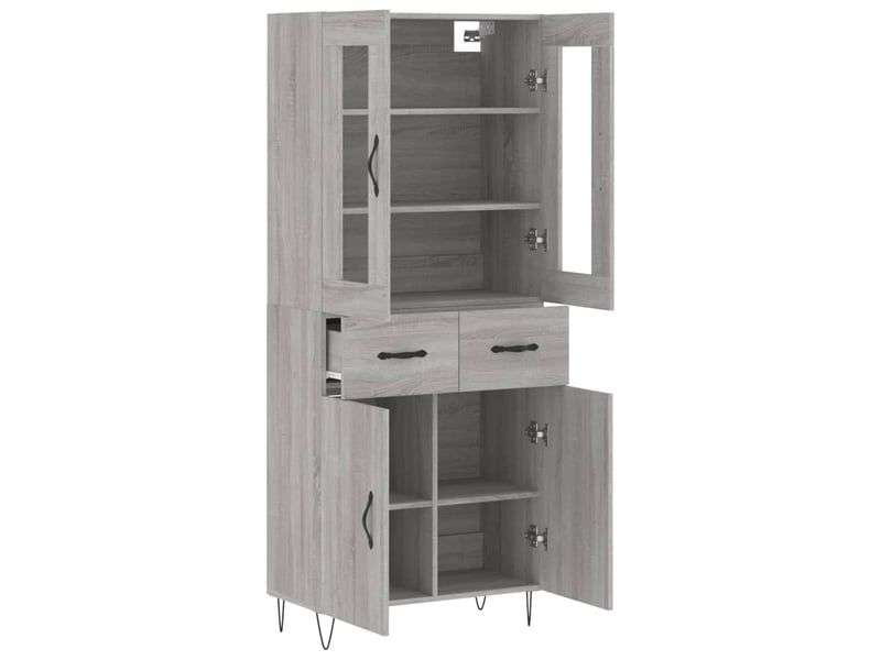  Buffet haut - bahut - meuble de rangement sonoma gris 69,5x34x180 cm bois d'ingénierie  - Conforama D
