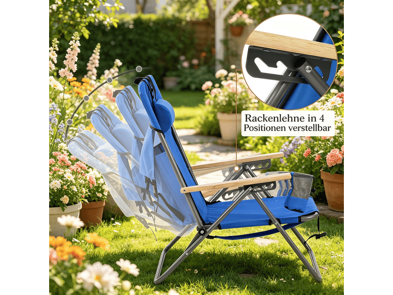  Chaise de camping pliante dossier réglable 4 positions bleu  - Conforama B
