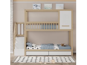Lit avec rangement 90x200 cm MEUBLIV coloris naturel