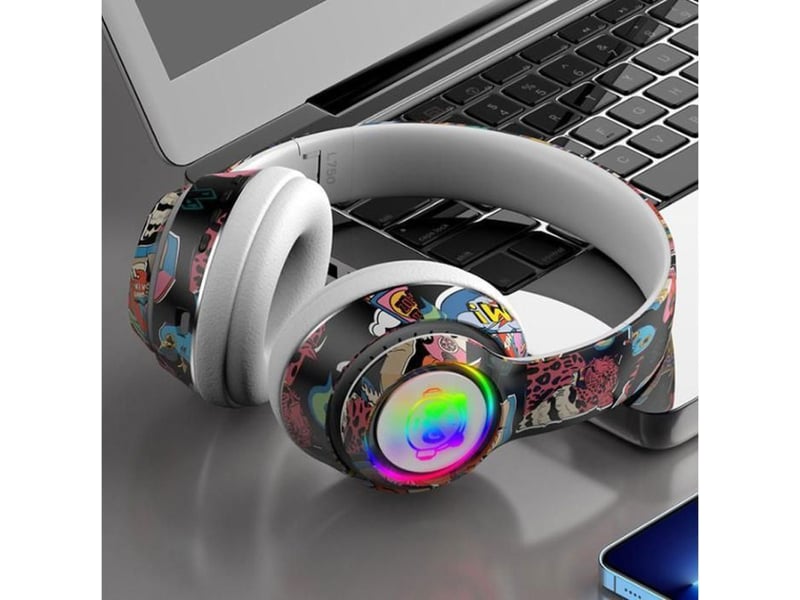  Casque bluetooth 5.1 over-ear avec leds rgb, micro, tf et fm, aux, design pliable l750 404400_AAANT65319_6_DROPFR - Conforama B