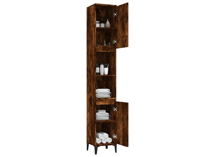  Amoire de salle de bain chêne fumé 30x30x190cm bois d'ingénierie shl8287  - Conforama D