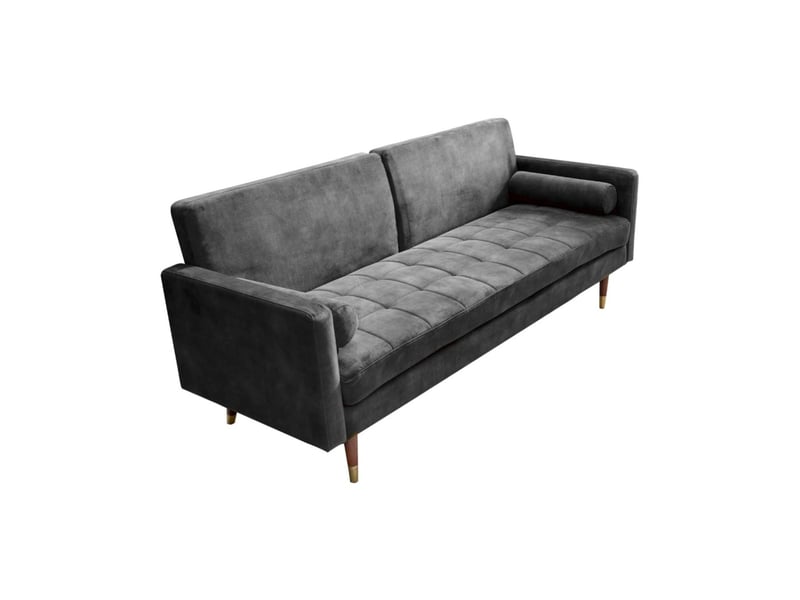 Canapé droit atelia gris convertible – canapé-lit design en velours avec structure en bois massif - Conforama A
