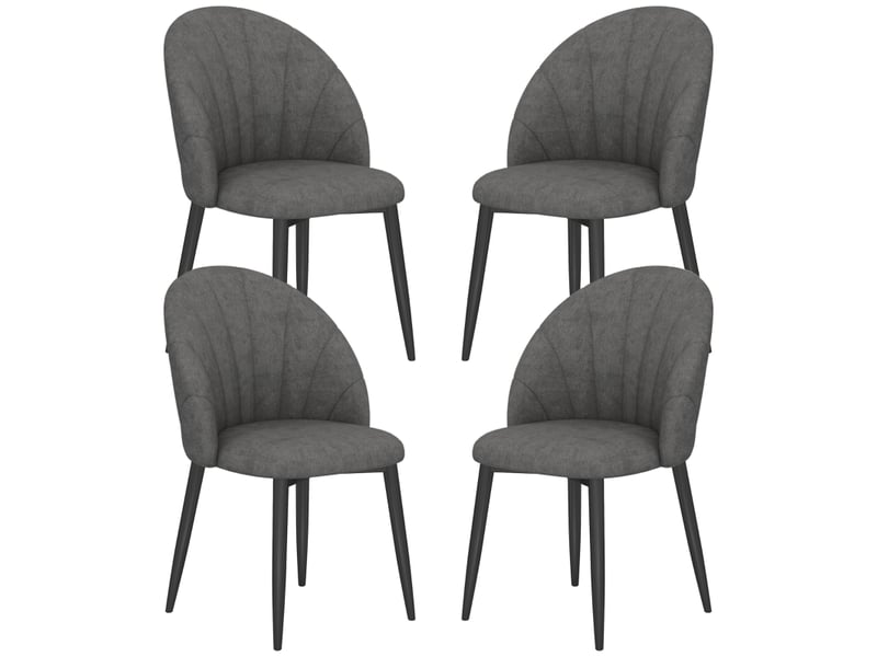  Chaises de salle à manger lot de 4 ergonomiques  - pieds acier, tissu effet velours gris foncé  - Conforama A