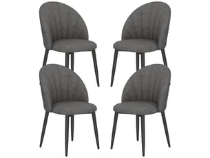 Chaises de salle à manger lot de 4 ergonomiques  - pieds acier, tissu effet velours gris foncé