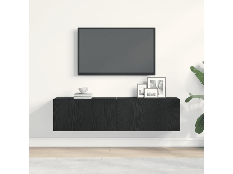  Meuble tv - banc tv - meuble de rangement chêne noir 120x30x30,5 cm bois d'ingénierie  - Conforama C