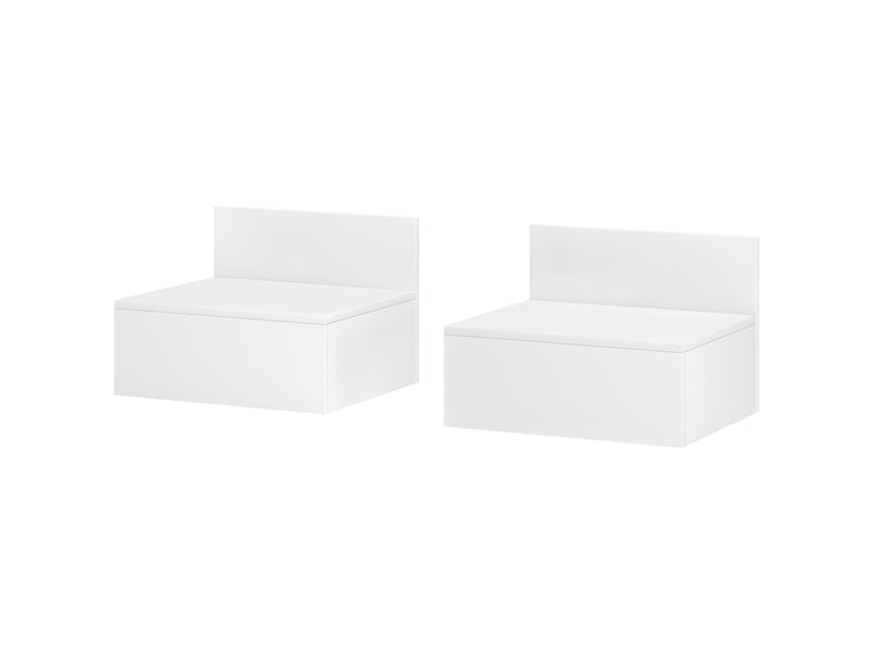  Ensemble de 2 tables de chevet suspendues avec tiroir, 43 x 36,5 x 30,5 cm, blanches  - Conforama B