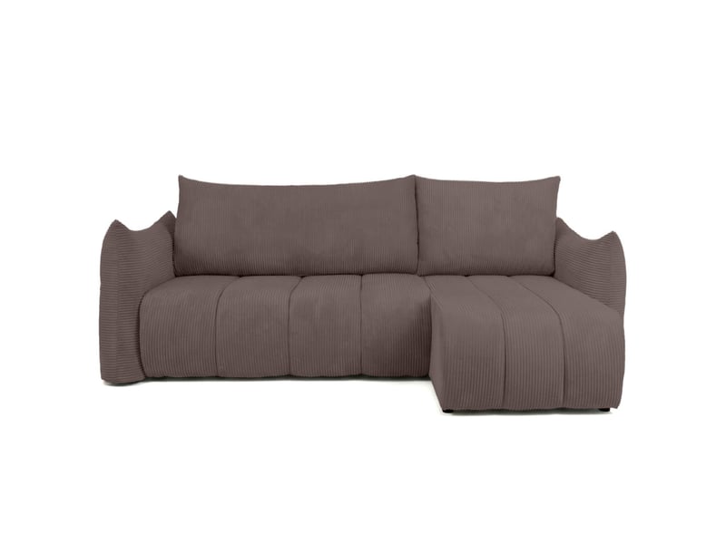  Canapé d'angle lysia mini réversible et convertible en velours côtelé - marron glacé LYSIA - Conforama D