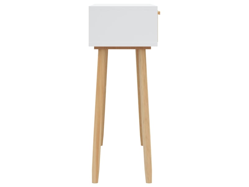  Console meuble, table console blanc 80x30x75 cm bois massif pin rotin naturel  - Conforama E