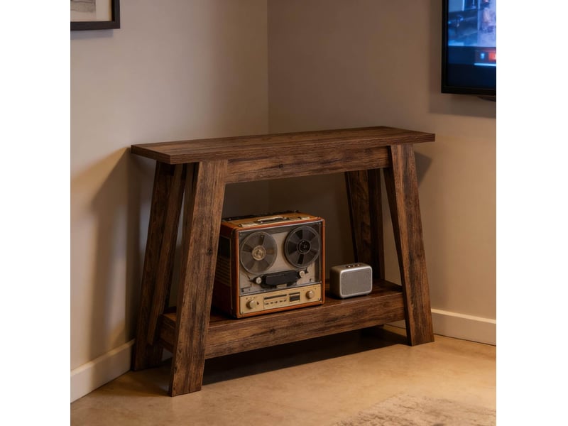  Console rustique 105x30x79,5 cm 2 niveaux mdf marron rustique  - Conforama D