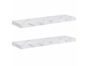 Lot de 2 étagères murales, étagères flottantes, étagères suspendues marbre blanc 80 x 23,5 x 3,8 cm cf41810