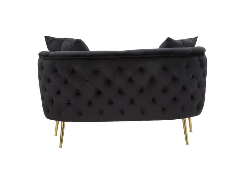 Canapé bucarest en velours noir avec accoudoirs capitonnés et pieds dorés 127x74x71 cm - Conforama E
